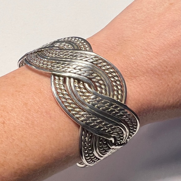 Sterling Silver Thick Woven Bangle - Picture 1 of 6